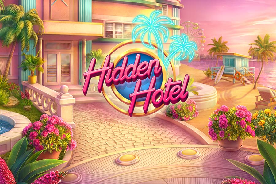 Hidden Hotel: Miami Mistery cover shows a beautiful seaside hotel surrounded by palm trees