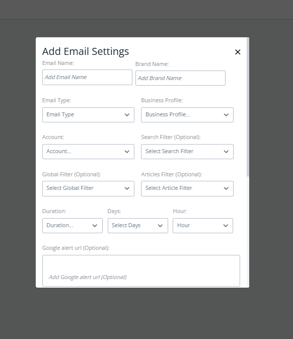 Add Email Settings fields